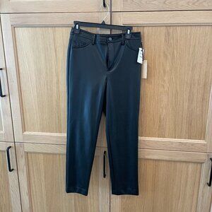NWT- Black Faux Leather Straight Leg Pants - size 6